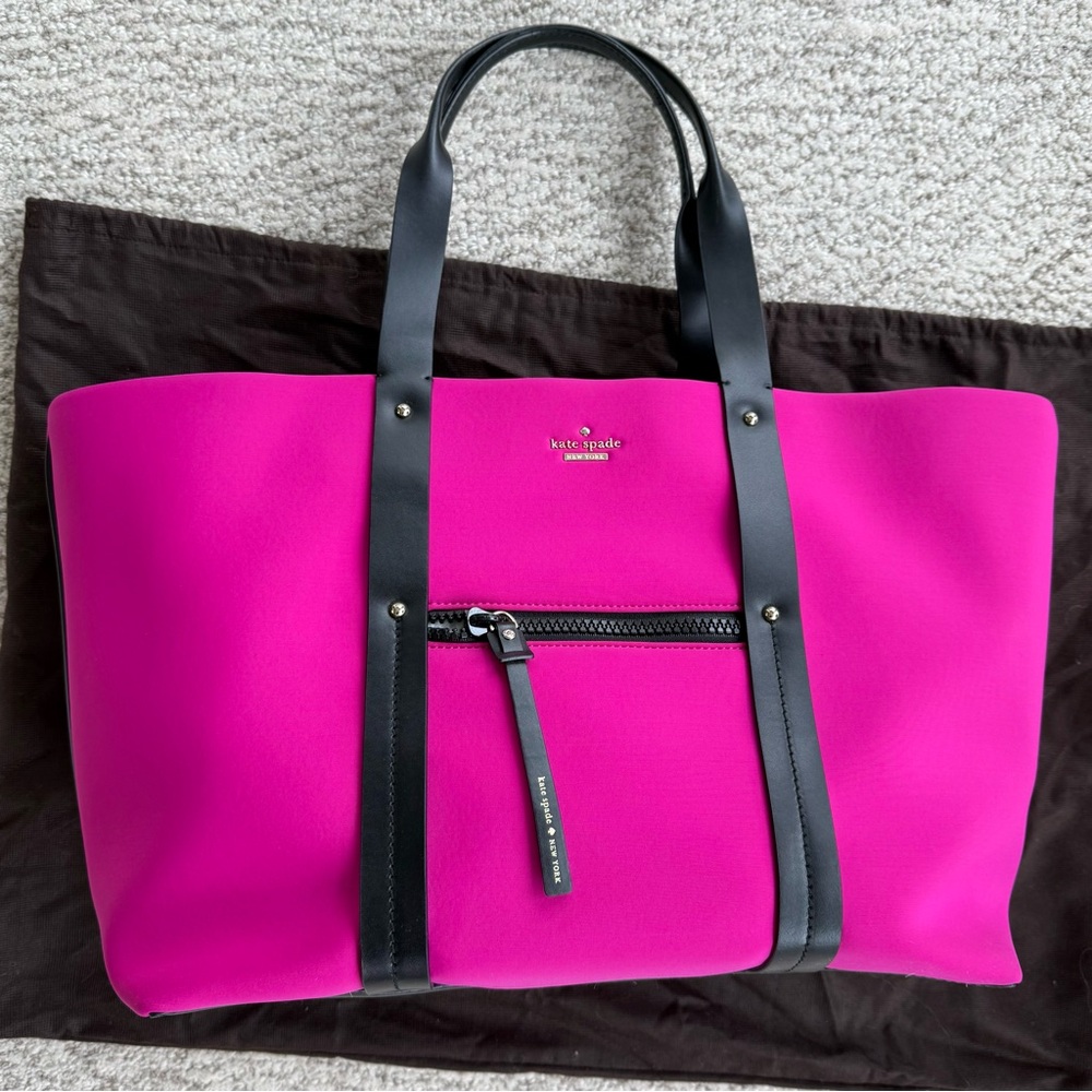 Kate Spade New York Pink Leather-Trimmed Neoprene Tote